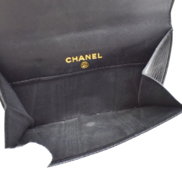 CHANEL CC Logo Bifold Compact Wallet Grained Calfskin Leather Black - Picture 13 of 14